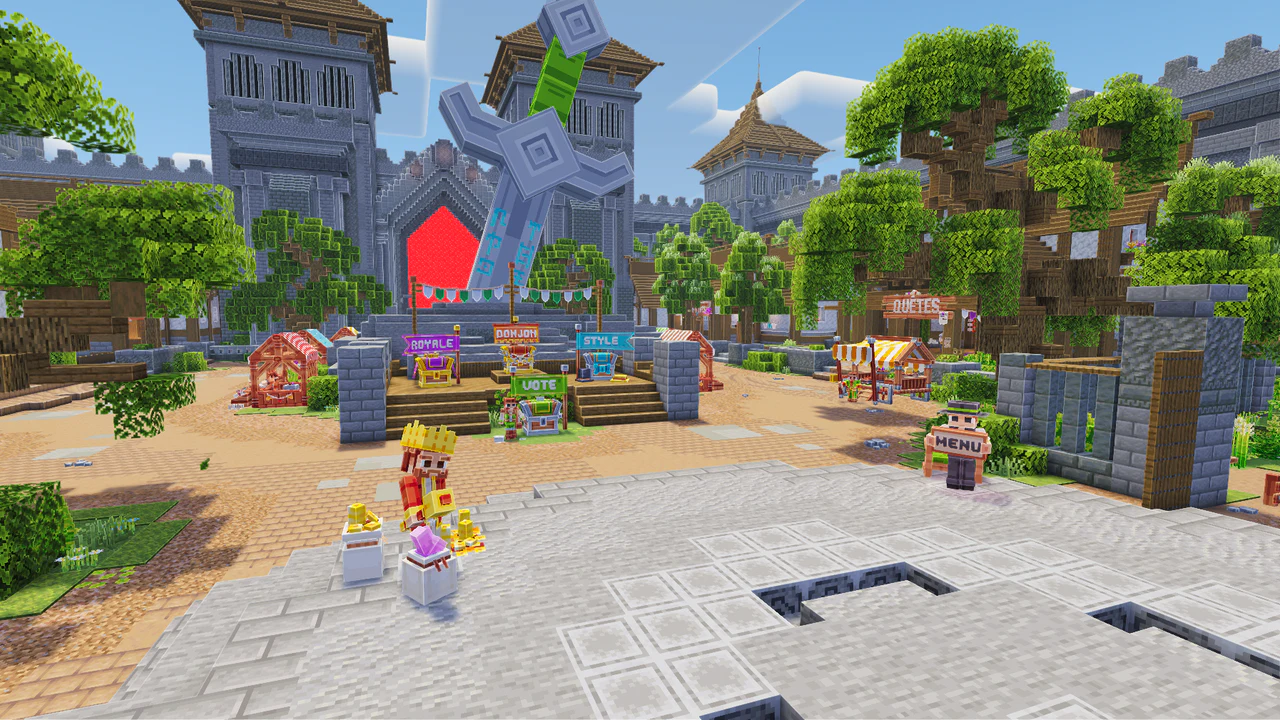 Vue du spawn du serveur Minecraft Palantia